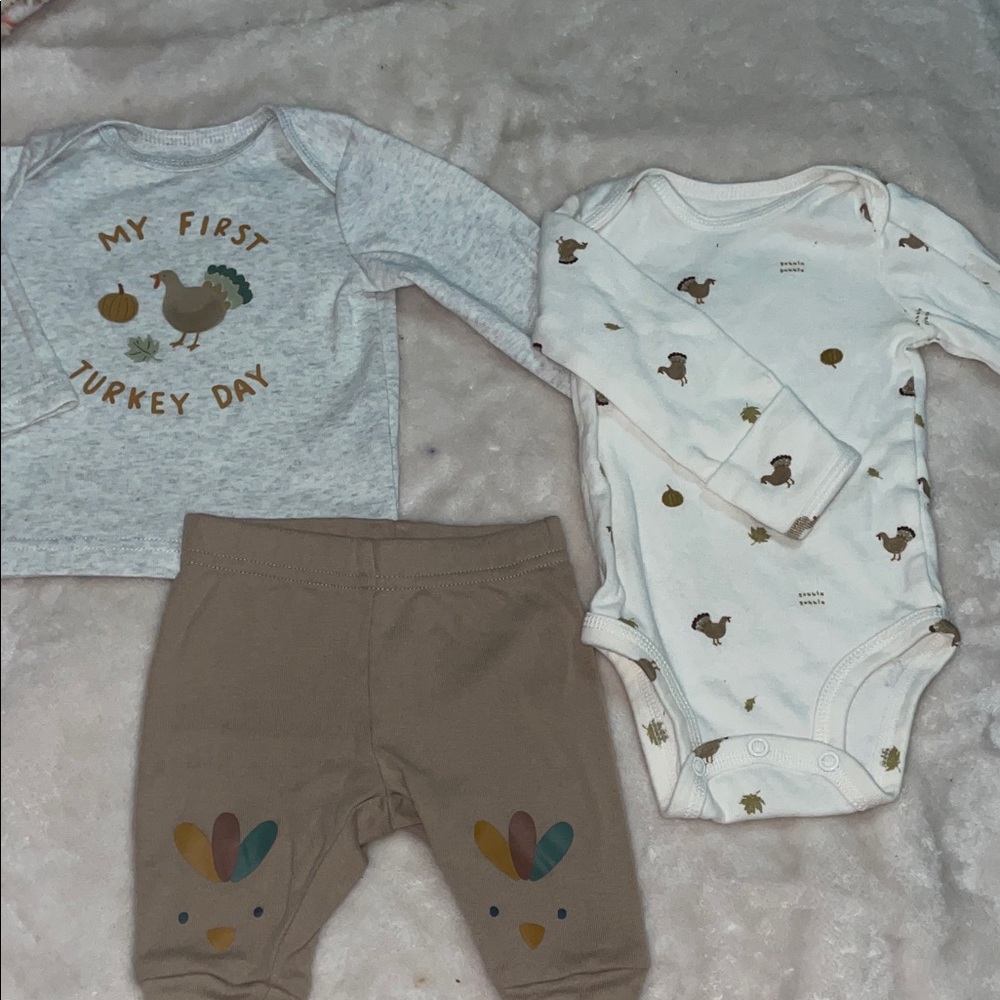 Child of Mine Gray and White Turkey Day Matching Set